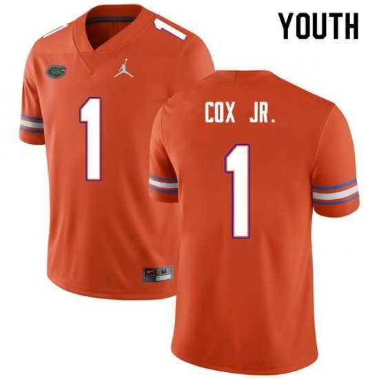 Youth Florida Gators #1 Brenton Cox Jr. NCAA Nike Orange Authentic Stitched College Football Jersey RJQ8862NB